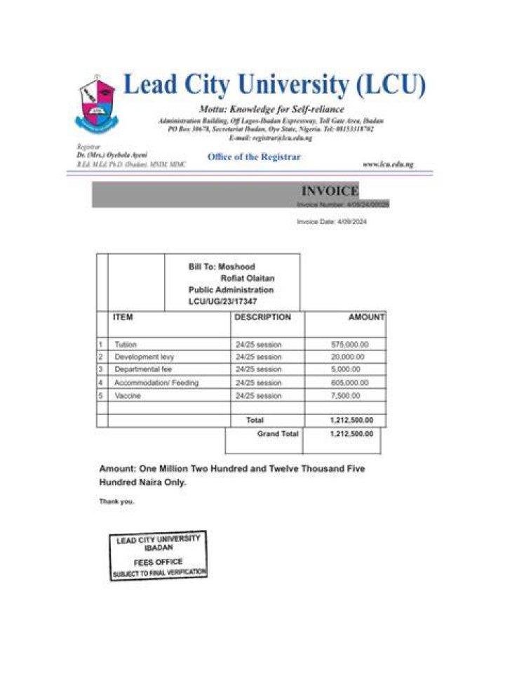 Lead City University School Fees