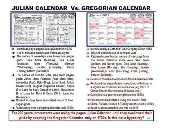 What is the difference between the gregorian and julian calendar